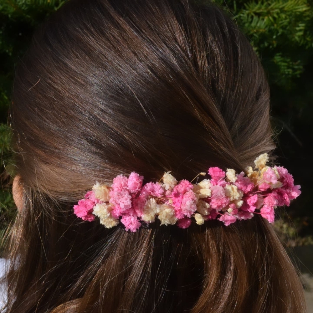 Dried flower barrette